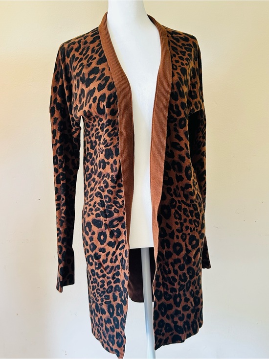Sanctuary Sweaters - Sanctuary Leopard Open-Front Cardigan - Brown & Black small